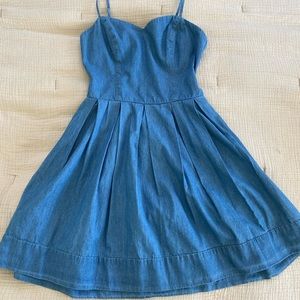 Never worn. Lovers and Friends Mini Fit and Flare Denim Dress in Small